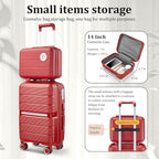 4 Piece Luggage Set, Hardside Expandable Lightweight Suitcase with 360° Mute Spinner Wheels Luggage Sets, TSA Lock, 14/20/24/28 Inch Travel Luggage for Men, Women and Girls (Wine Red 2)