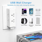 Surge Protector Outlet Extender, 6 AC Outlets & 3 USB Ports (3.1A), 2700J ETL Listed, Triple-Sided Wide-Spaced, 1875W 15A, Flame Retardant ABS+PC, for Home Office Kitchen Bedroom (White)