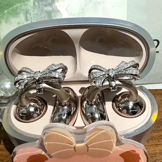 Bow Rhinestone for Clip on Earbuds Open Ear Accessories, Elegant Zirconia Decorative Earphone Accessories, Removable Exquisite DIY Decoration