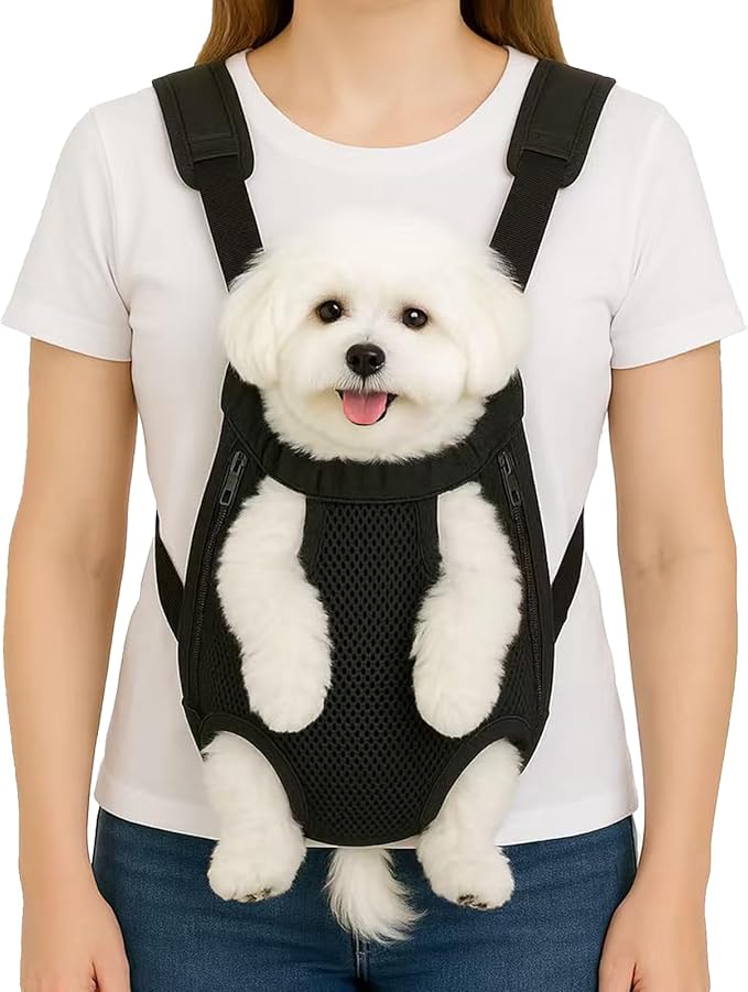 Mosago Dog Backpack Carrier, Adjustable Pet Front Carriers, Legs Out Carrying Sling Travel Bag for Small Medium Dogs 4-7 Lbs, Soft Wearable Puppy Chest Carry Backpacks for Walking/Hiking/Camping