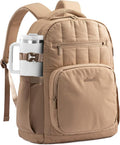 LOVEVOOK Laptop Backpack for Women with Giant Tumbler Holder Pocket,15.6 Inch Puffer Travel College Work Backpack Purse for Teacher Nurse,Waterproof Laptop Bag Computer Back Pack Casual Daypack,Khaki