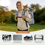 Lekereise Large Cat Backpack Expandable Pet Backpack Carrier for Small Medium Dogs Cats, Dog Carrier Backpack with Breathable Mesh and Inner Safety Leash, Striped