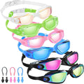 Flutesan 6 Pack Swim Goggles for Adult Anti Fog Swimming Glasses with Ear Plugs Nose Clip No Leaking Full Protection Goggles