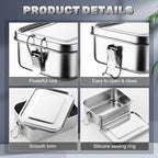 Umigy 4 Pcs Stainless Steel Food Containers 1000 ml Metal Bento Lunch Box Stainless Steel Food Storage Containers, Lockable Clips to Leak Proof, Reusable Dishwasher Snack Boxes for Work