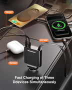 SUPERONE Car Charger USB C Fast Charge,Ultra-Slim Retractable Car Charger for Car Accessories for Women Men,Car Charger Adapter for iPhone 17 16 15 14 13 12,Samsung,iPad,Airpods