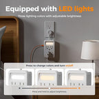TESSAN Multi Plug Wall Outlet, 6 AC Outlet Extender with 3 USB Ports (2A1C) and Night Light, 3-Sided Multiple Wall Plug Expander，Charging Station for Cruise Travel, Home Office, Dorm Room Essentials