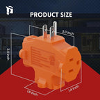 PLUGTUL 3 Way Plug Adapter, 3 Plug Wall Adapter, 3 Prong, Grounded, 15A, 1875W, Multiple Plug Expander for Home, Outdoor, ETL Listed, Orange, 3PACK