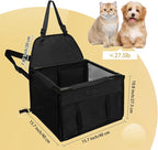 Dog Car Seat Foldable Dog Car Booster Seat Waterproof Breathable Oxford Travel Bag for Small to Medium Dogs, Puppies, and Pets-Pure Black-Upgrade
