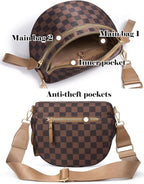 Black and White Checkered Crossbody Bag Bum Bag for Women,Spacious Checkered Purse Fanny Packs Belt Bag