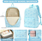 LOIDOU Backpack for Girls School Backpacks Bookbags for Elementary Middle School Women Laptop Backpacks (Bow Tie BLUE, L-17)