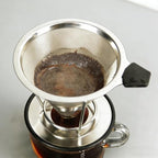 Pour Over Coffee Dripper - 304 Stainless Steel Filter, Paperless & Reusable Dual-Layer Metal Coffee Filter with Base, 800 Mesh Steel Cone Filter, for 1-6 Cups Brew Coffee Maker (Black)