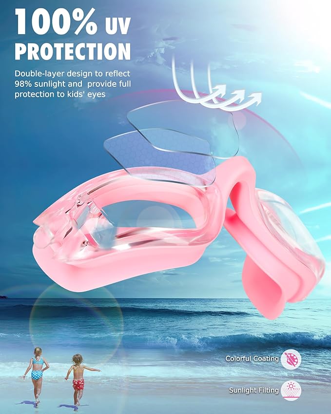 Aegend Swim Goggles for Kids Youth 3-14 Anti-Fog Anti-UV Comfort Fit Goggles for Swimming