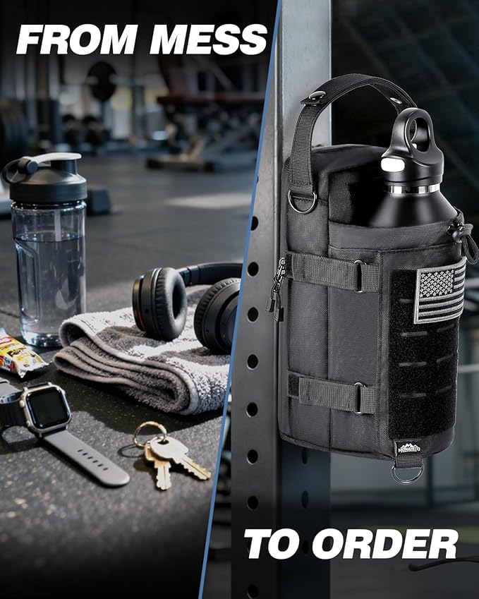 Magnetic Gym Bag for Men - Water Bottle Carrier Holder Bag with Shoulder Strap, 4 Built-in Magnets Gym Gifts for Men