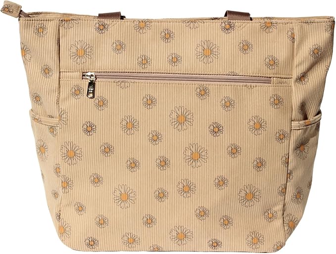 ESVAN Original Floral Tote Bag Large Shoulder Bag with Multi Pockets for Gym Travel Beach Daily Bags
