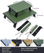 iClimb Ultralight Compact Mini Beach Picnic Folding Alu. Table with Carry Bag, Two Size (Green, L)