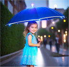 Auto-Open Light Up LED Rain Umbrella,32" Handheld Sun Wind Umbrella with Bottom Flashlight and Safety Reflective Strip for All Ages Boys/Girls/Adults