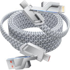 4 in 1 Charging Cable 5FT -MAX 66W Fast Charging Multi Charging Cable for All Devices, USB A/C to C/Lightning Cable Multiple iPhone Charger Cord for iPhone 16/15/14/13/iPad/Android/Tablets and More
