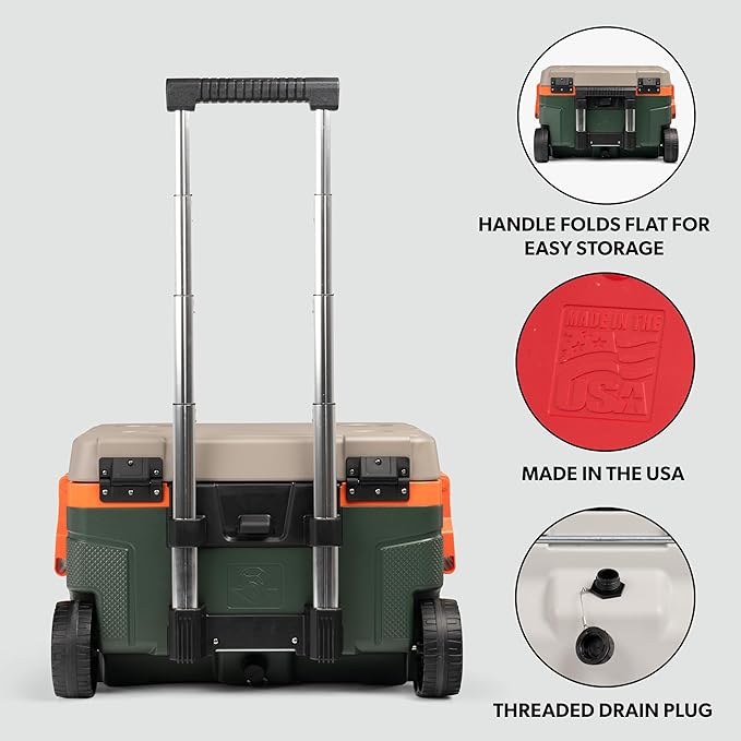 Igloo Trailmate 52Qt Wheeled Cooler, Insulated Hard Shell Ice Chest, Sportsman