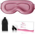 Sleep Eye Mask for Men Women, Sleeping Mask for Side Sleeper, Travel Blackout Night Blindfold Eye Shade Cover with Adjustable Strap (Rose)
