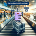 SURE LOCK TSA Approved Luggage Lock – 3-Digit Resettable Combination Padlock with Open Alert Red Dot, Large Easy-Read Dials for Suitcases, Backpacks, Gym & School Lockers(Purple 2 pk)