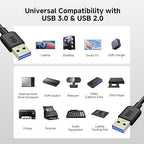 Cable Matters 5Gbps Long USB 3.0 Cable - 15ft, Male to Male USBA to USBA Cable, USB Cord, Black