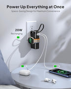 BREEKET Nano Power Bank, 10000mAh Portable Charger with Built-in Cables & Wall Plug, 5 Outputs 22.5W USB C Fast Charging Travel Battery Pack for iPhone 17/16/15/14, Apple Watch Ultra/11/10/9/8/7/6/SE