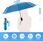 Travel Compact Umbrella, Folding Travel Umbrella for Rain and Shine Small, Windproof Automatic Open/Close, Portable Umbrellas