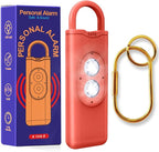 Halo-Siren Keychain, HaloSiren Personal Safety Alarm - 130db Loud Alarm Keychain with LED Strobe Light, Compact Emergency Siren (Double Flashing Lights - Orange + Copper Ring)