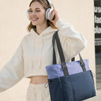 LOVEVOOK Tote Bag for Women, Puffy Work Tote with Large Cup Holder, Quilted Laptop Bag Travel Tote Shoulder Bag Handbag