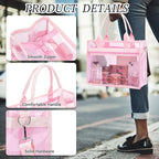 Fammart Iridescent Clear Beach Bag for Women, Jelly Tote Bag Waterproof Sandproof Pool Bag Cruise Vacation Essentials