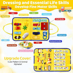 Esjay Toddler Busy Board Montessori Toys for Boys Girls, Sensory Book Educational Activities for Learning Fine Motor Skills, Birthday Gifts for Toddlers, Travel Toys for Airplane Car, Yellow Truck