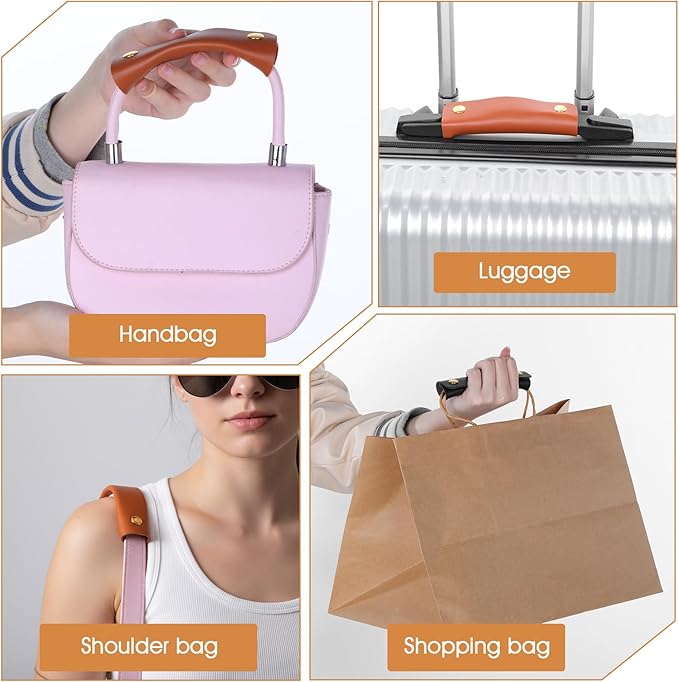 4 Pack Bag Handles Wrap, Purse Handle Covers, Handbag Handle Wrap Covers, Leather Luggage Handles Wraps for Handbags for Shopping Travel