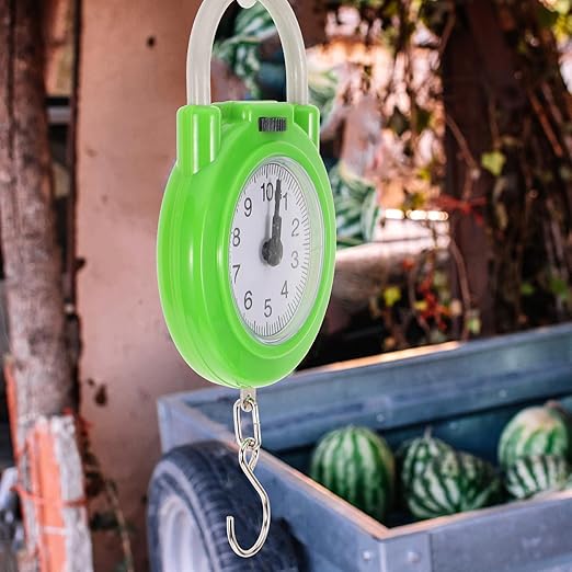 SHOWERORO Portable Travel Spring Luggage Scale with Hook, Manual Small Suitcase Weight Scale in Fluorescent Green for Accurate Travel and Shipping Weighing