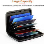 Mayski Credit Card Holder, RFID Blocking, Aluminum Alloy Hard Case, Small Mini Business Metal Wallet for Women Men, Sun Moon