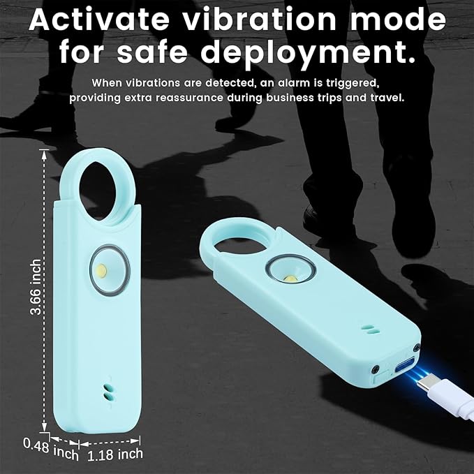 TIPSEAN Personal Safety Alarm - 135dB Ultra Loud Siren with LED Strobe Light, USB-C Rechargeable, Compact Keychain Alarm for Women/Men, Emergency Flashlight & Vibration Alert(Blue)