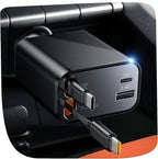 Retractable Car Charger, 4 in 1 Fast Charger USB C Car Truck Accessories, Travel Essentials Gifts for Women Men, Car Accessories for iPhone 17 Pro Max Air 16 15 14 13 Plus,Galaxy,Pixel-Black
