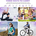 Water Bottle with Straw 1L,Boys Water Bottles with Straw 1 Litre,Waterbottle Leak-Proof Sports Water Bottle,Plastic Drinks Bottles Toxin Free，Bpa-Free (Purple)