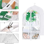Syeeiex 3" Gusseted Dance Costume Garment Bag(2 Pack), 40'' Dance Garment Bags for Dancers with 4 Zipper Pockets & Can Hold 1-3 Dance Costumes - Suitable for Dance Competitions, Ballet(White)