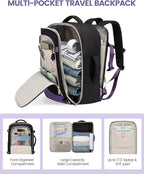 LOVEVOOK Travel Backpack for Women, 40L Carry On Backpack for Airplanes, Personal Item Bag for Airlines Fits 17 inch Laptop, TSA Approved Luggage with 3 Packing Cubes,Waterproof Weekender Gym Backpack