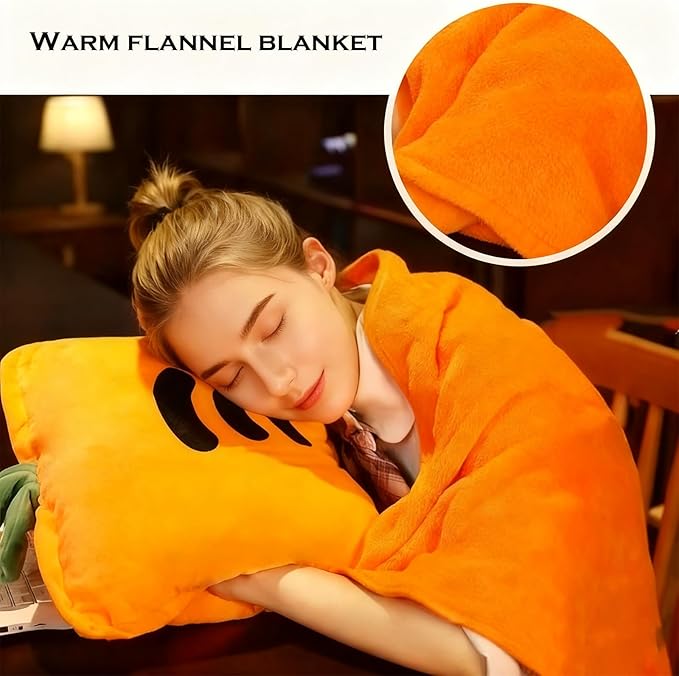 Fruit Throw Blanket and Pillow Set, Travel Blanket Compact Convenient Bed Throw Pillows with Airplane and Car Suitable for Office Nap Time (C, 67in x 59in)