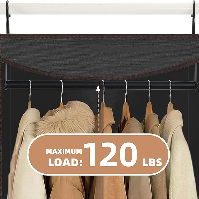 STORAGE MANIAC 57" Long Garment Bags for Hanging Clothes Garment Cover for Closet Storage, Large Hanging Garment Bag for Dresses, Suits, Coats, Zipper Cover with Sealed Clear Window, Black 2 Pack