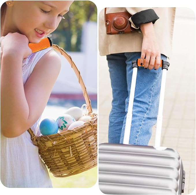 2 Pack Luggage Handle Wraps for Suitcase, Bright Color Comfort Soft Handle Covers Suitcase Luggage Handle Wrap Luggage Tag Wraps Travel Accessories (Orange)