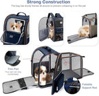 Large Cat Backpack Carrier Expandable Pet Carrier Backpack for Small Dogs Medium Cats Fit Up to 18 Lbs, Dog Backpack Carrier, Foldable Puppy Backpack Carrier for Travel, Hiking,Blue