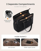 LOVEVOOK Laptop Tote Bag for Women with 3 Separate Pocket Work Bag with Large Cup Holder Computer Briefcase for Teacher Nurse