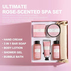 Spa Luxetique Gifts for Women, Bath and Body Gifts Set 6pcs Gift Baskets Rose Bath Sets for Women Valentine's Day Gifts for Her