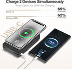 Magnetic Wireless Power Bank, 5000mAh Portable Charger with LED Makeup Mirror & Phone Stand, 20W USB-C Fast Charging Battery Pack for iPhone 17/16/15/14/13/12 Series, Black Totem