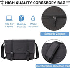 VASCHY Messenger Bag,Water Resistant Casual Lightweight Slim Crossbody Shoulder Bag for Men Women Work School for 14in Laptop
