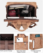 FADEON Leather Laptop Backpack for Women Designer 15.6 inch PU Laptop Bag, Ladies Travel Computer Work Backpack Brown