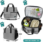 PetAmi Dog Travel Bag, Travel Pet Bag Organizer, Dog Food Travel Bag with Container Collapsible Bowls, Pet Travel Supplies Gift Accessories Weekend Camping, Puppy Cat Diaper Bag, Stripe Black Medium