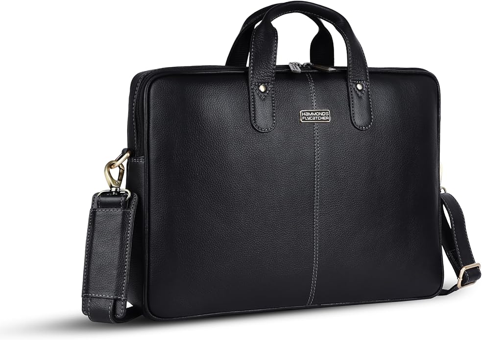 HAMMONDS FLYCATCHER Genuine Leather Laptop Bag for Men, Padded 15.6" Laptop Sleeve, Leather Messenger Bag for Men Briefcases
